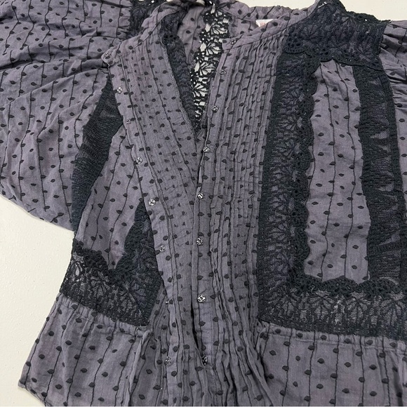 REBECCA Taylor Lace Swiss Dot Dolman Drawstring Blouse - Picture 6 of 11